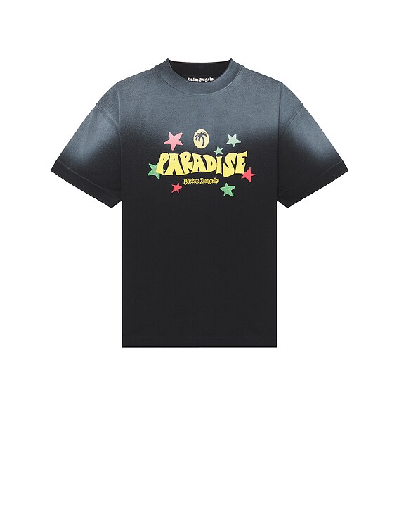 Palm Angels Paradise Palm Tee in Black & Yellow | FWRD
