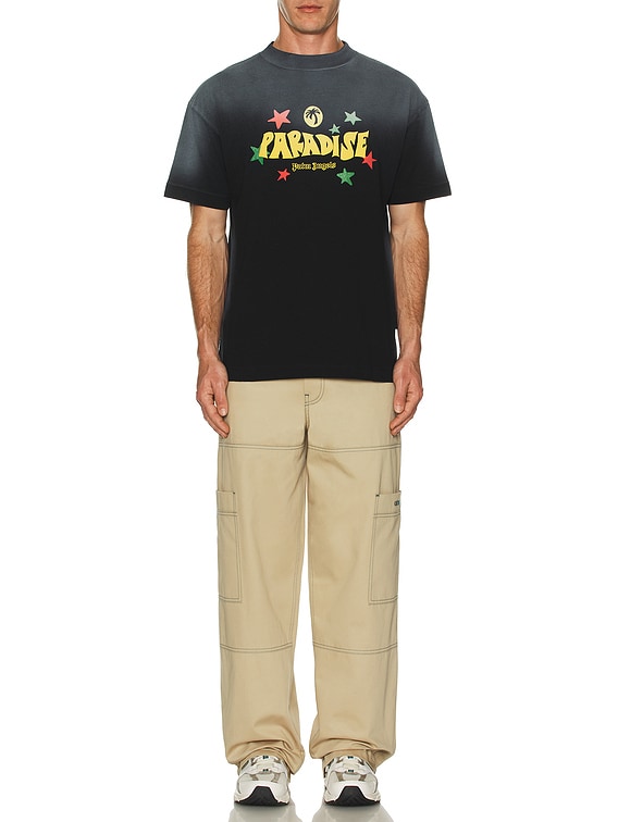 Palm Angels Paradise Palm Tee in Black & Yellow | FWRD