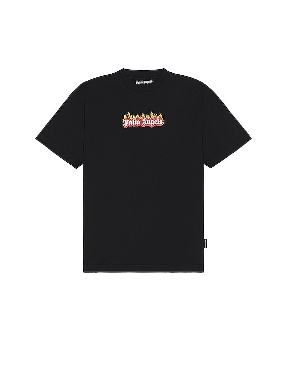 Palm Angels Burning Logo Classic Tee in Black & White | FWRD