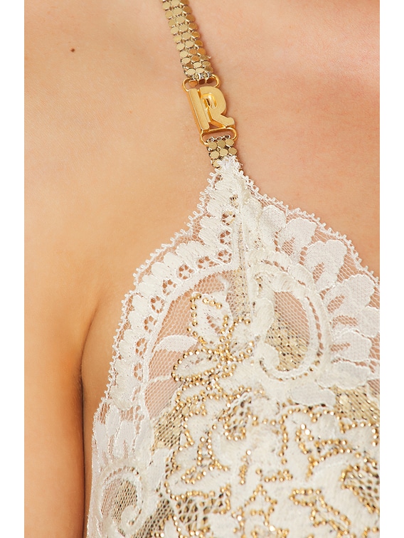 RABANNE Mesh Slip Dress in Gold | FWRD