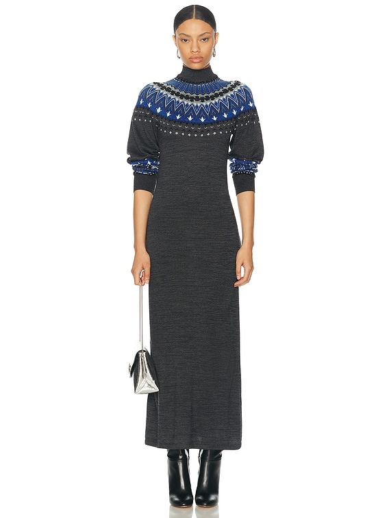 RABANNE Robe Long Sweater Dress in Dark Grey