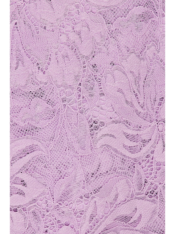 RABANNE Off The Shoulder Lace Dress in French Lavander | FWRD RABANNE Off The Shoulder Lace Dress in French Lavander | FWRD