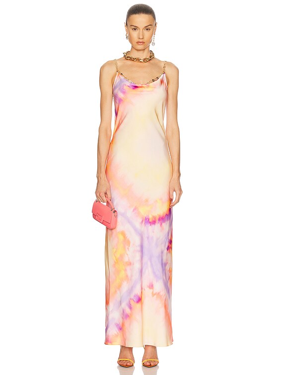 RABANNE Slip Dress in Tie Dye Orange | FWRD