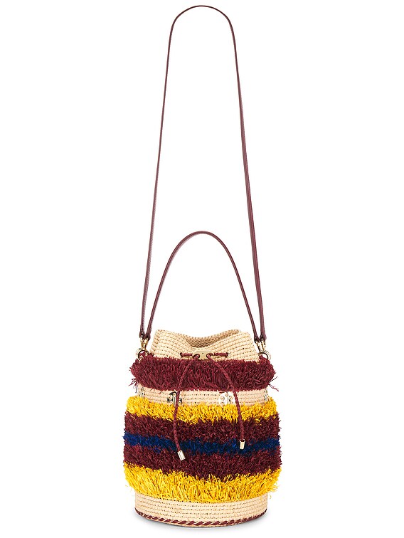 【rabanne】Sac A Main Bucket Bag RABANNE Sac A Main Bucket Bag in Rouge, Naturel, & Bleu | FWRD