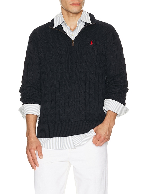 Polo Ralph Lauren Long Sleeve Cotton Cable Knit 1/2 Zip Sweater in