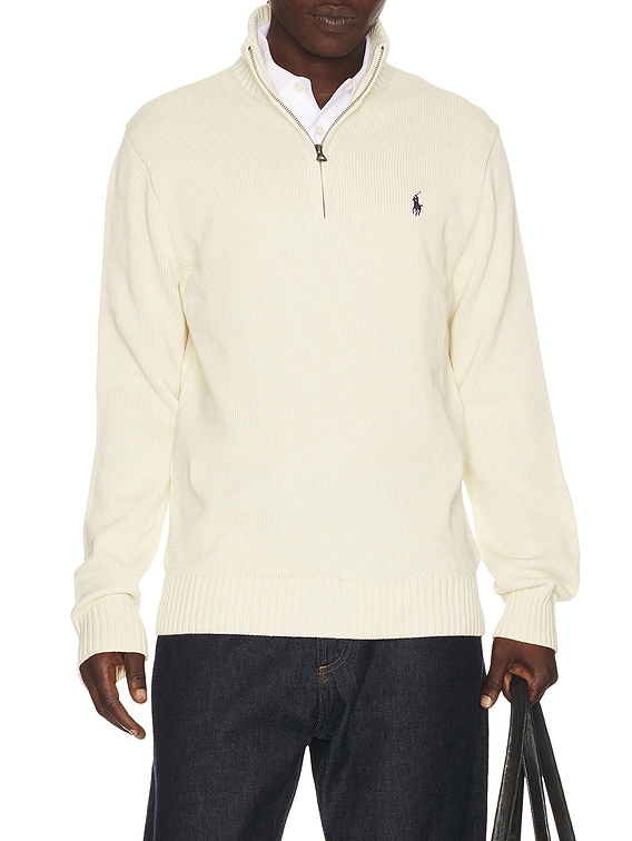 Polo Ralph Lauren Cotton Quarter-Zip Sweater in Andover Cream | FWRD