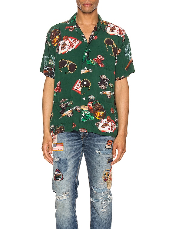 Polo Ralph Lauren Printed Rayon Short Sleeve Shirt in 4707 Poker