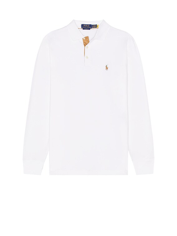 Polo Ralph Lauren Classic Long Sleeve Polo Shirt in White | FWRD