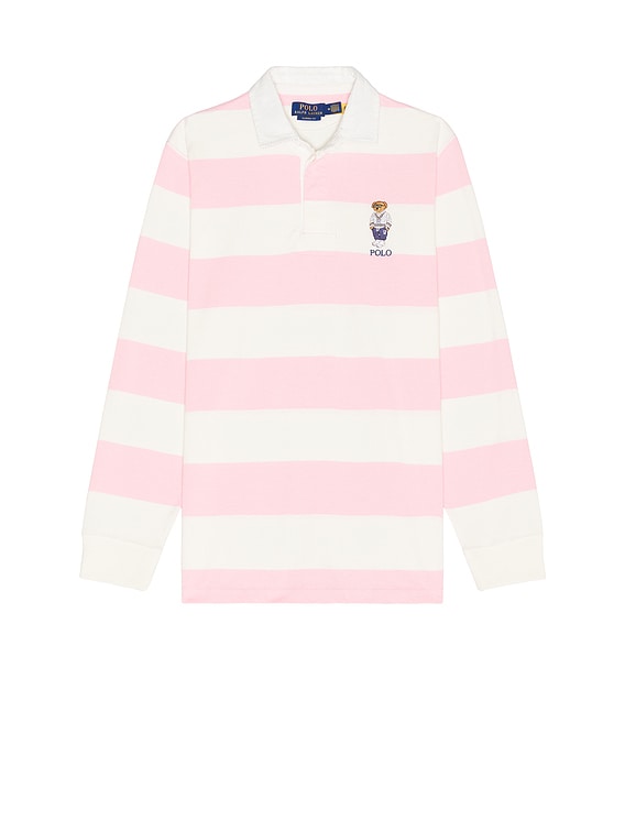 Polo Ralph Lauren Heritage Icon Bear Rugby Shirt in Pink