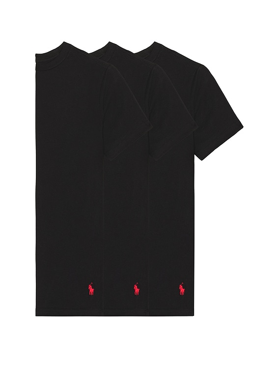 Polo Ralph Lauren Slim Fit Cotton 3 Pack Undershirt in Polo Black 