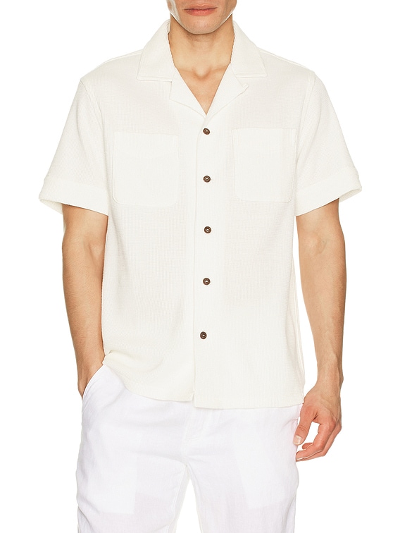Polo Ralph Lauren Waffle-Knit Cotton-Linen Camp Shirt in Nevis | FWRD