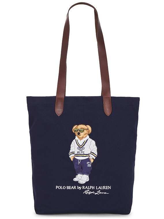 Ralph Lauren◆Polo Bear Canvas tote Bag◆cream/newport navy Shop Polo Ralph Lauren - Medium Canvas Polo Bear Tote Bag