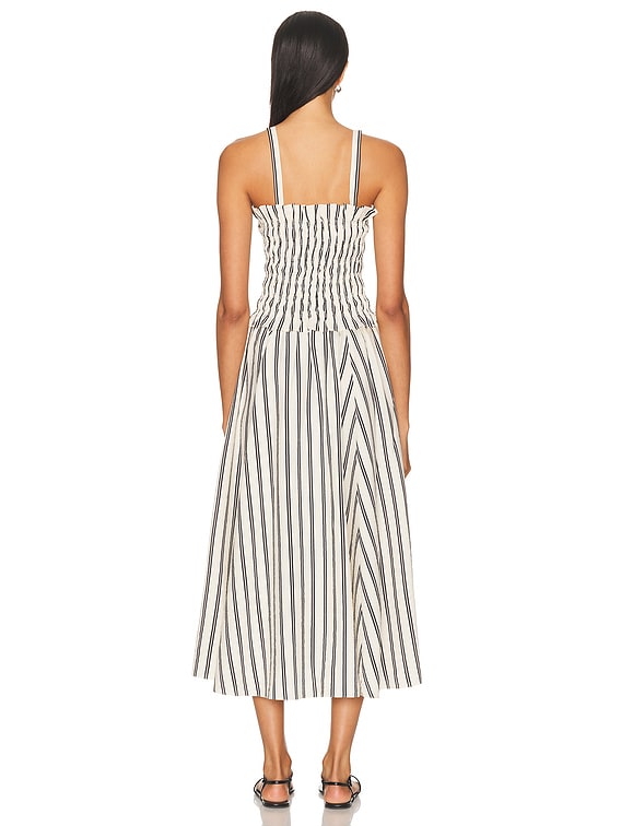 Polo Ralph Lauren Halterneck Midi Dress in 1932 Stripe White & Black | FWRD