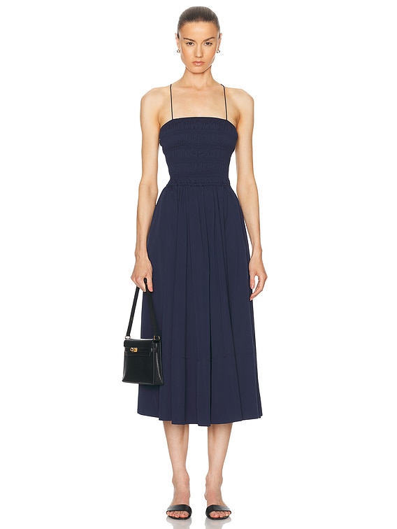 bridal dresses in blue colour Spaghetti Strap Bodycon Midi Dress | Made in USA main image 1