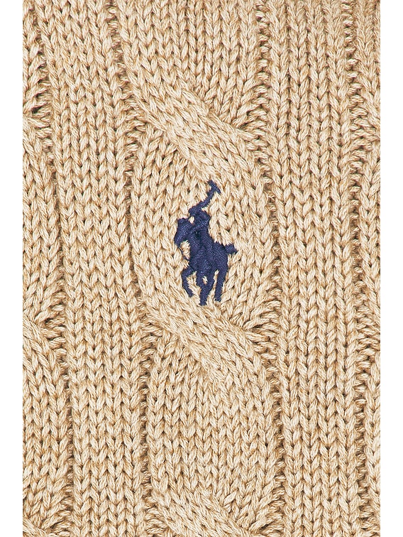 Polo Ralph Lauren Cable-Knit Cotton Crewneck Cardigan in Light