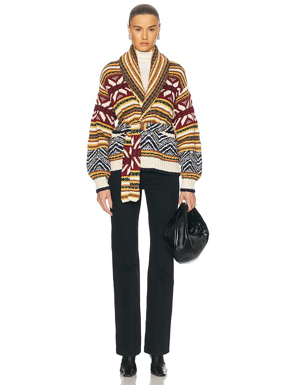 Polo Ralph Lauren Multi-pattern Shawl Cardigan in Tan & Blue Multi