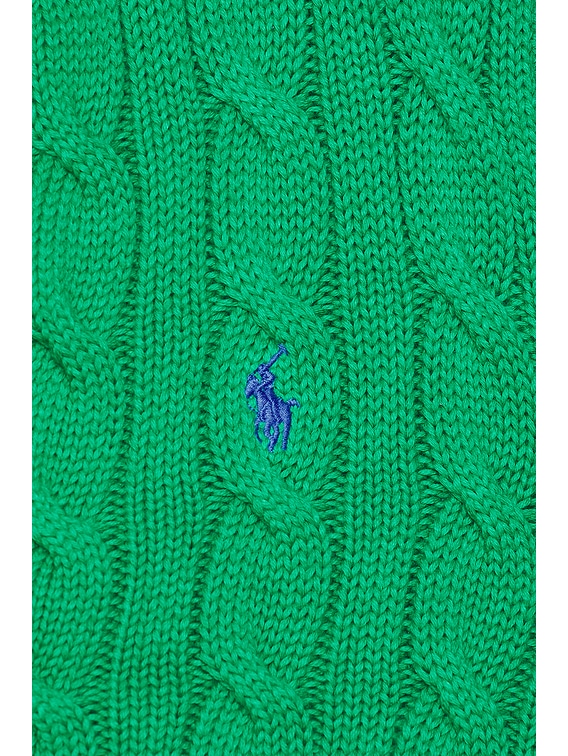 Cable-knit Cotton Crewneck Cardigan