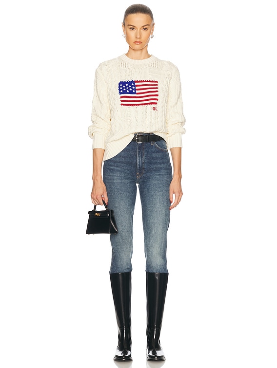 Aran-knit Flag Cotton Sweater