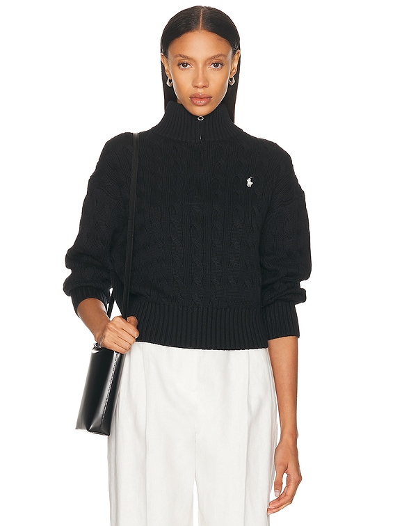 Polo Ralph Lauren Quarter Zip Pullover in Polo Black | FWRD