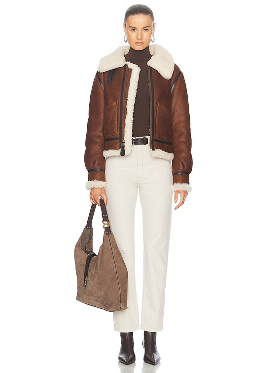 レザージャケット・コート Ralph Lauren RAIMOND SHEARLING AVIATORI (290P01994 001) Polo Ralph Lauren Shearling Aviator Jacket in Brown & Cream