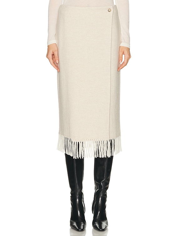 Polo Ralph Lauren Midi Pencil Skirt in Cream Herringbone | FWRD