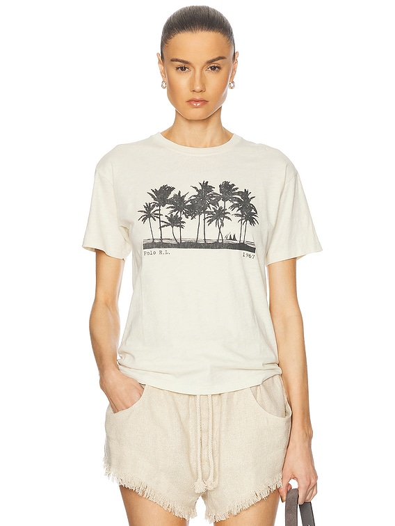 Polo Ralph Lauren Shrunken Fit Jersey Graphic Tee in Herbal Milk