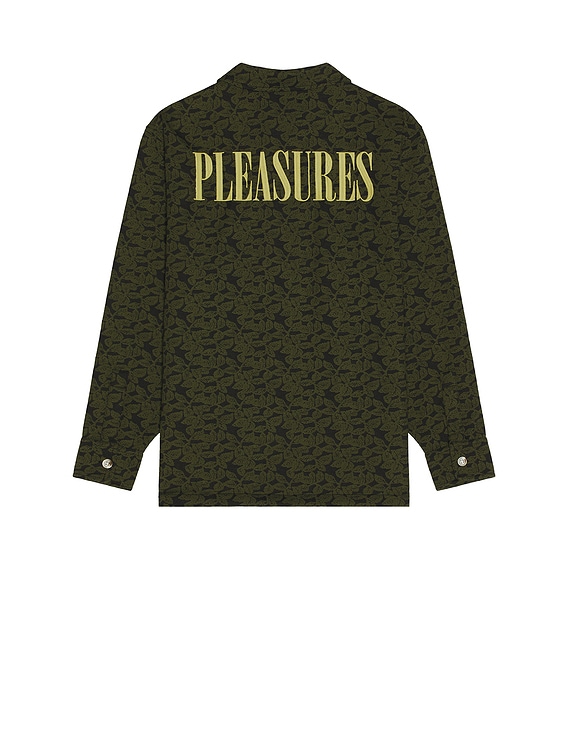 Pleasures Leaf Half Zip Shirt in Olive | FWRD