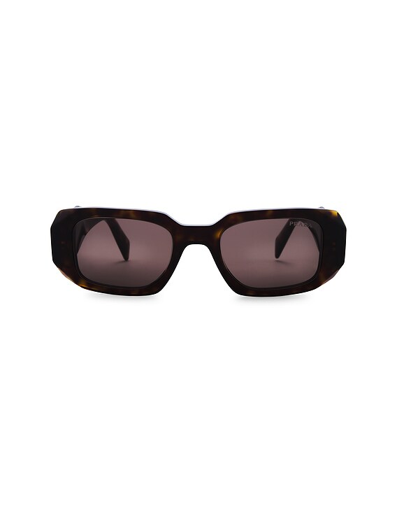 Prada Rectangle Frame Sunglasses in Brown Tortoise | FWRD display picture 1