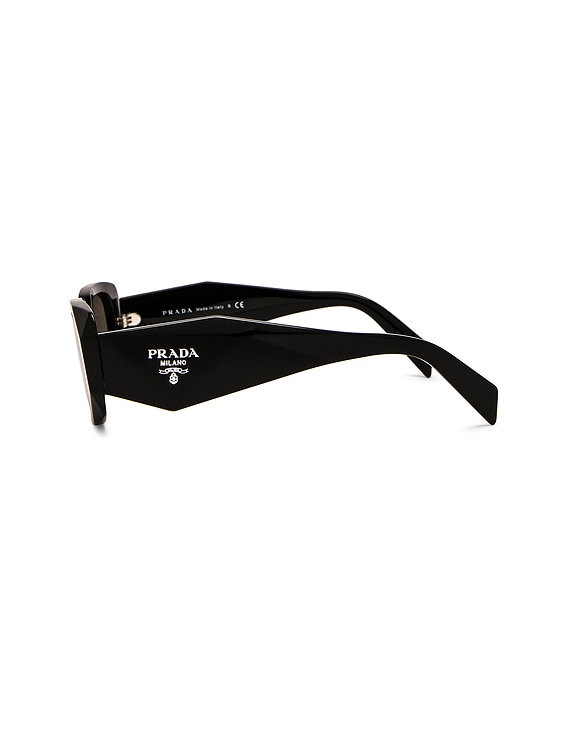 Prada Rectangle Sunglasses in Black & Mirror Silver | FWRD