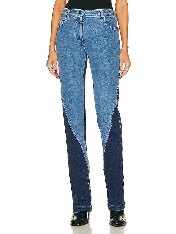 【DISCERNMENT】FW Tex Damege Medium Blue Denim PT Reagan Blue Denim Frayed Jean – FINESSE