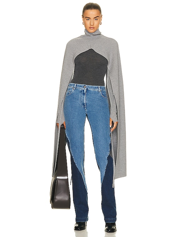 Peter Do Combo Sleeve Turtleneck Sweater in Cool Grey