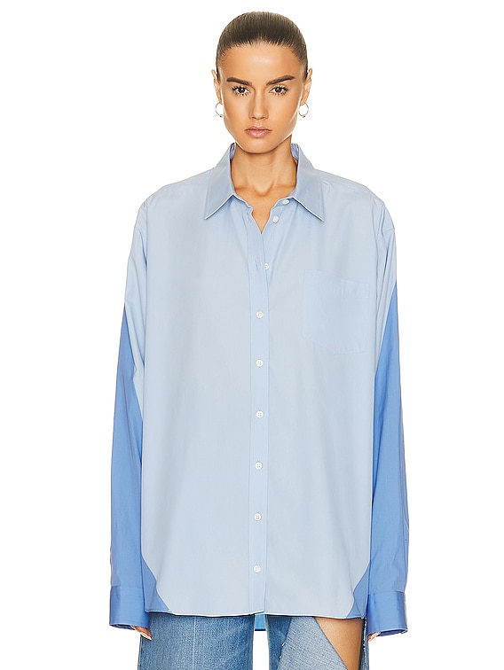 Peter Do Combo Twisted Oversized Shirt in Light Blue & Medium Blue ...