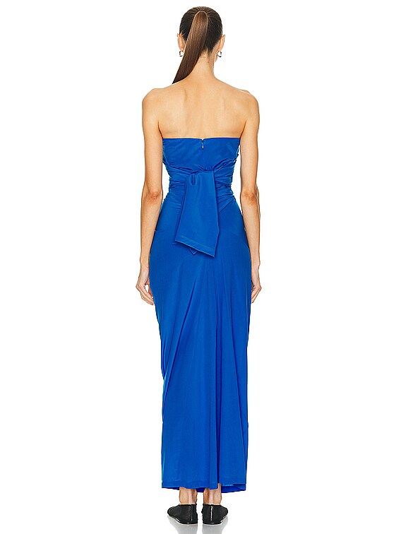 proenza schouler blue strapless dress Proenza Schouler Odette Strapless Dress in Cerulean