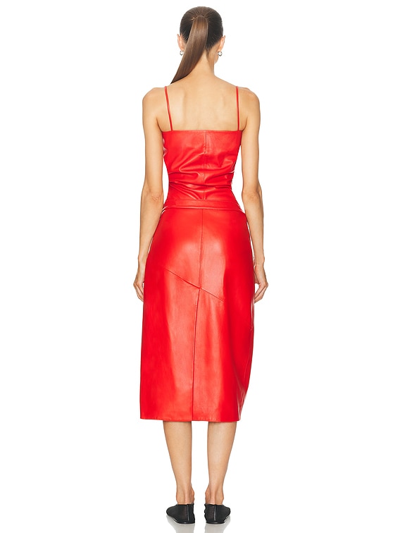 Proenza Schouler Delancy Leather Dress in Vermillion | FWRD Proenza Schouler Delancy Leather Dress in Vermillion | FWRD