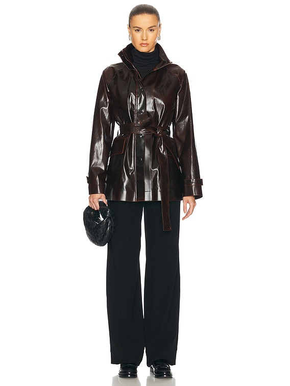Proenza Schouler Finch Raincoat in Dark Brown & Black | FWRD