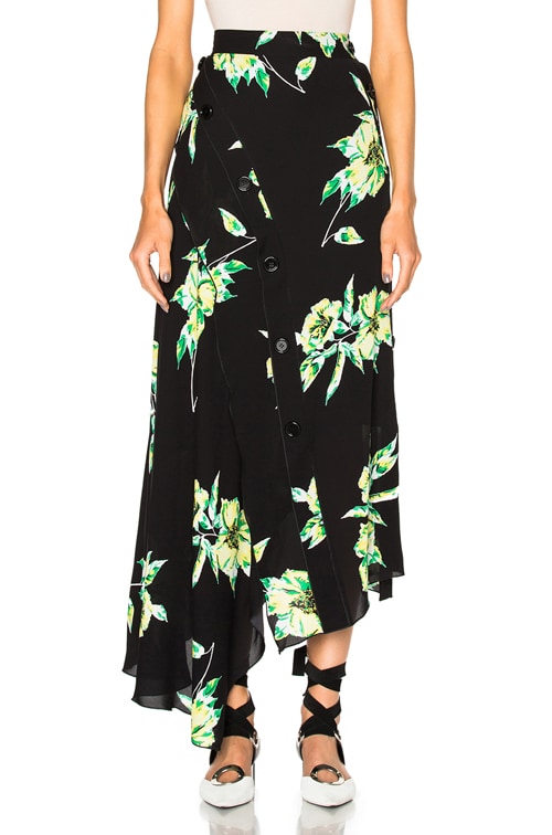 Printed Crepe Georgette Asymmetric Skirt