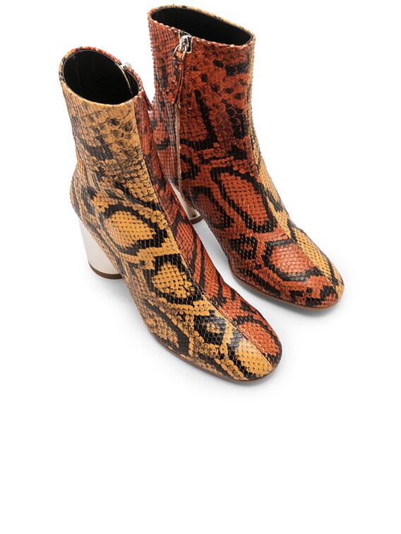 Bicolor Python Print Ankle Boots