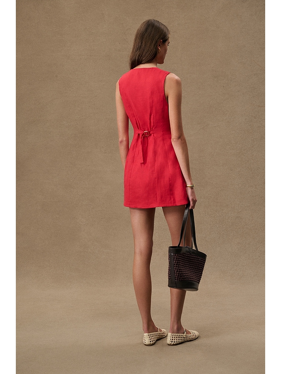Posse X FWRD Matilda Button Down Mini Dress in Red | FWRD