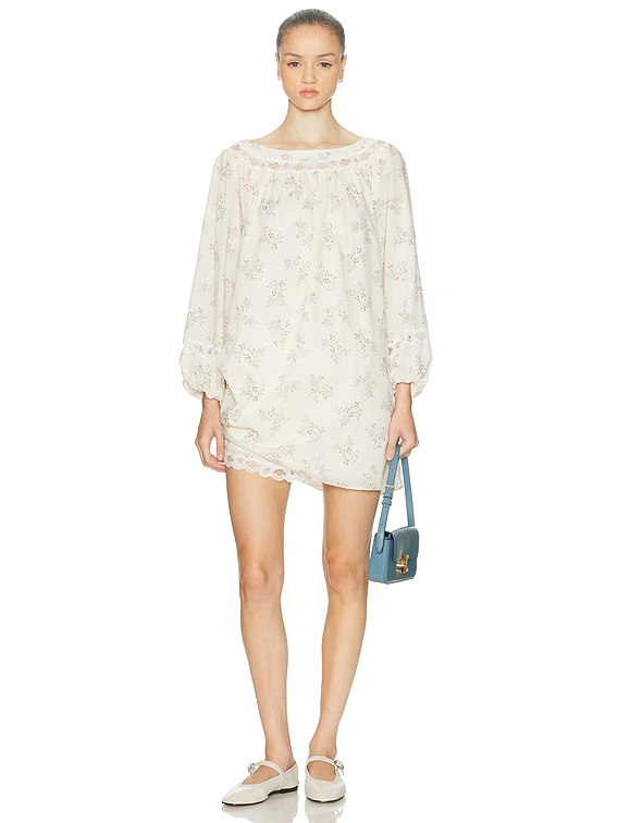 Posse Elodie Long Sleeve Dress in Blue Blooms | FWRD