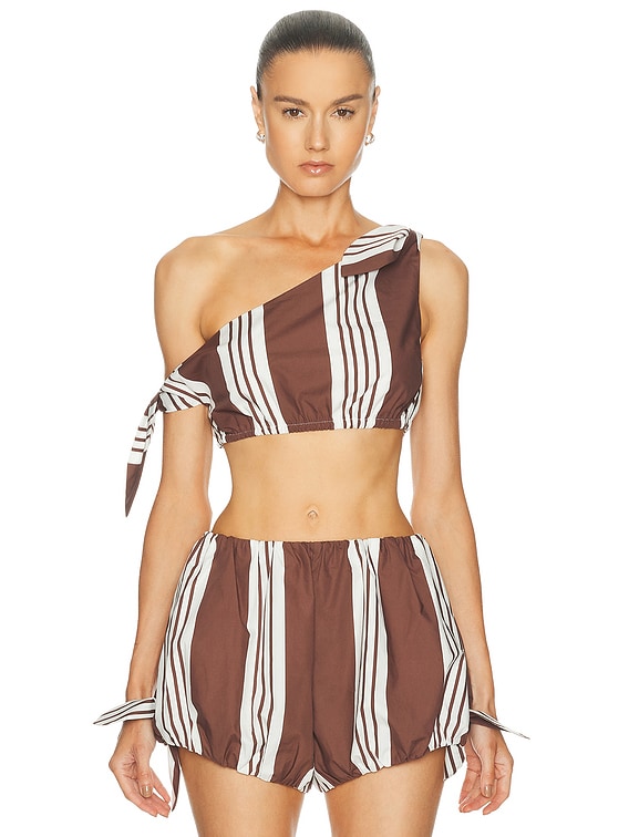 Posse Rosie Tie Top in Choc Stripe | FWRD