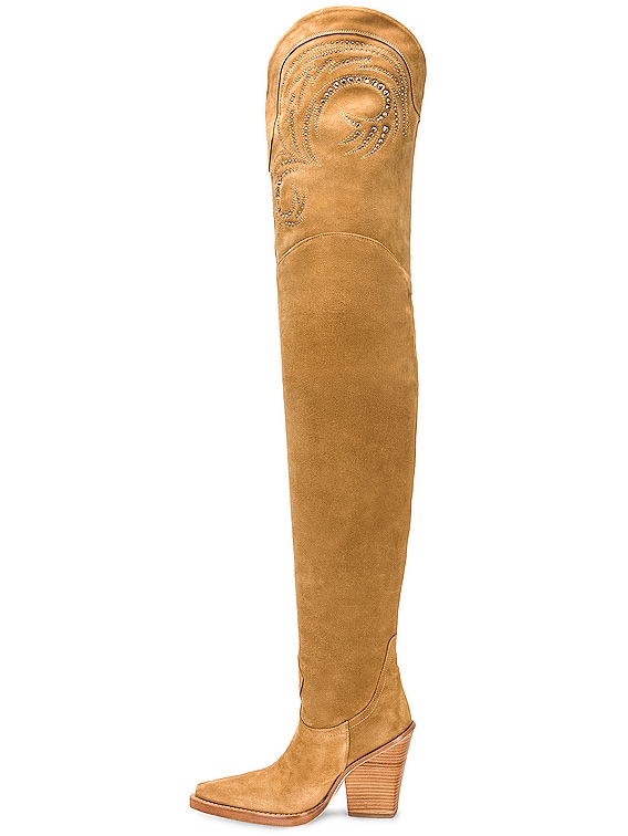 Caramel over on sale the knee boots