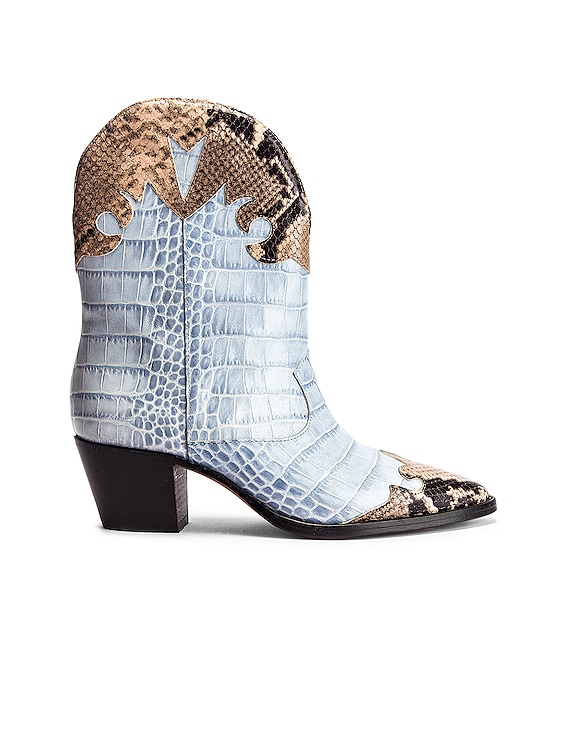 靴 PARIS TEXAS light blue python long boots Paris Texas Croc-effect leather knee-high boots Paris Texas