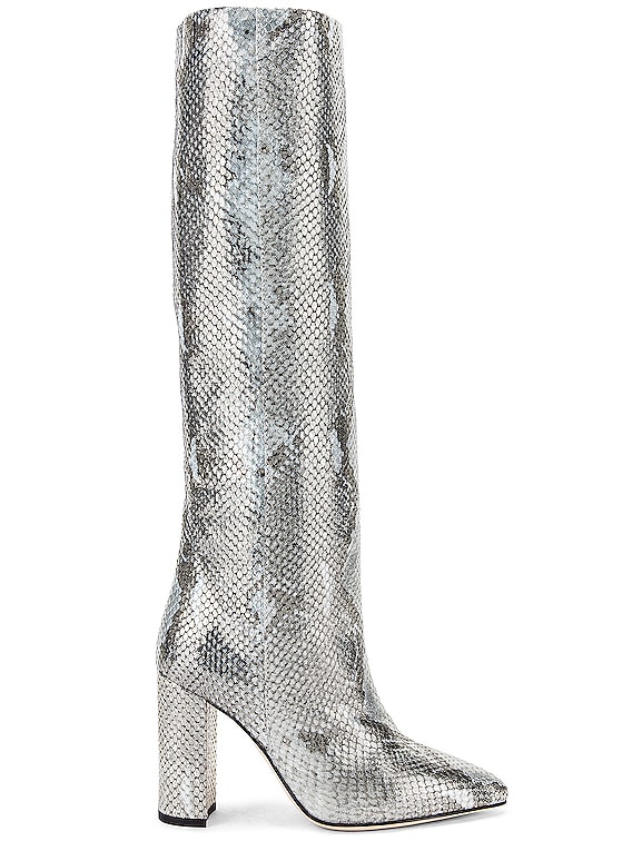 靴 PARIS TEXAS light blue python long boots Paris Texas Python Lame Print Boot in Light Blue | FWRD