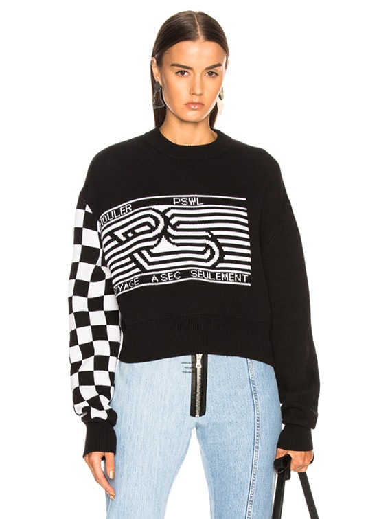 Proenza Schouler White Label Checkerboard Jacquard Crewneck