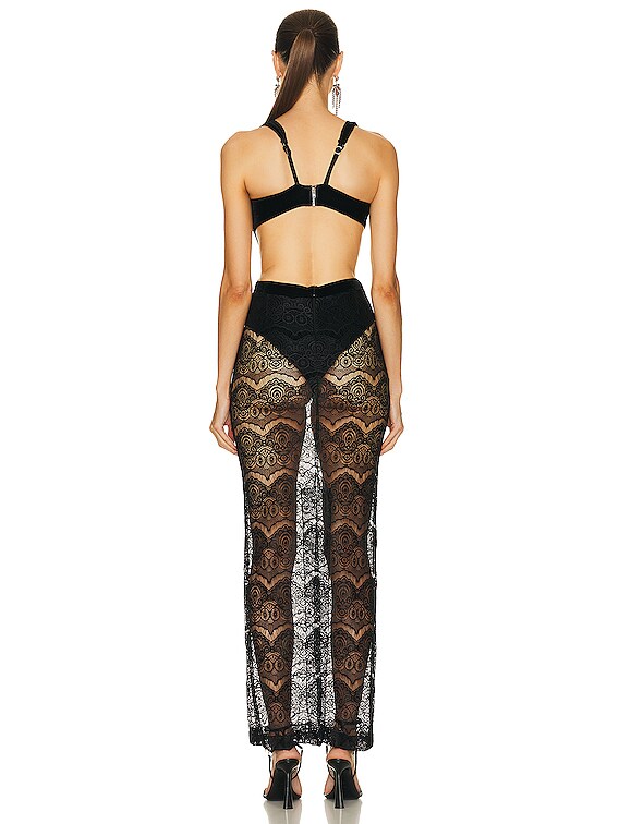 PatBO Lace Bustier Maxi Dress in Black | FWRD PatBO Lace Bustier Maxi Dress in Black | FWRD