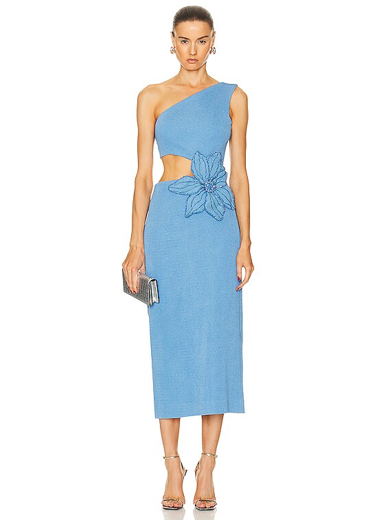 patbo flower applique midi dress Flower Applique Midi Dress
