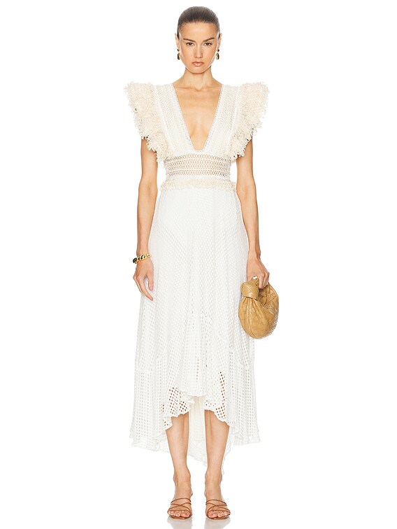 PatBO Hand Woven Netted Beach Dress in Wheat | FWRD
