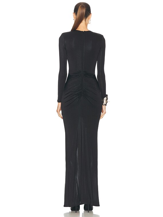 PatBO Metallic Jersey Keyhole Maxi Dress in Black | FWRD