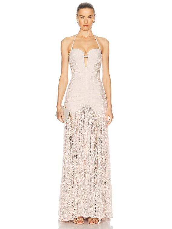 PatBO Seashell Lyrca Dress in Beige | FWRD