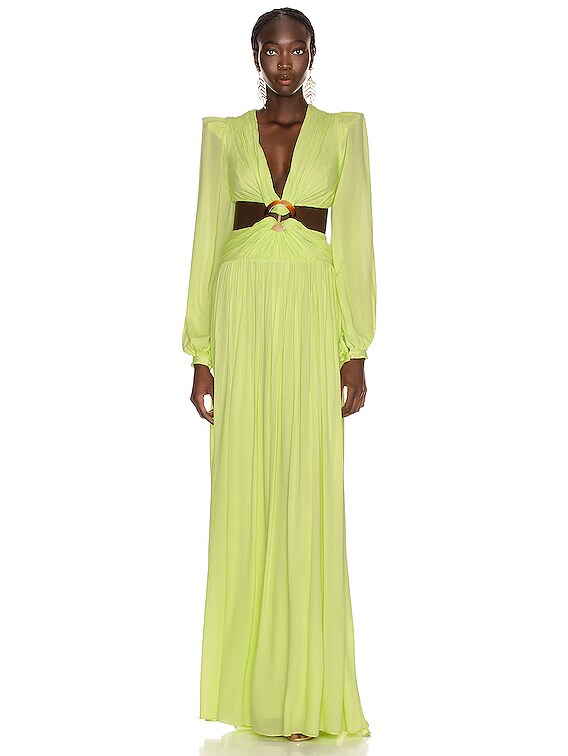 slim fit dress slacks Gauge81 Naha Draped Linen-Blend Mini Shirt Dress - Bright Green main image 1